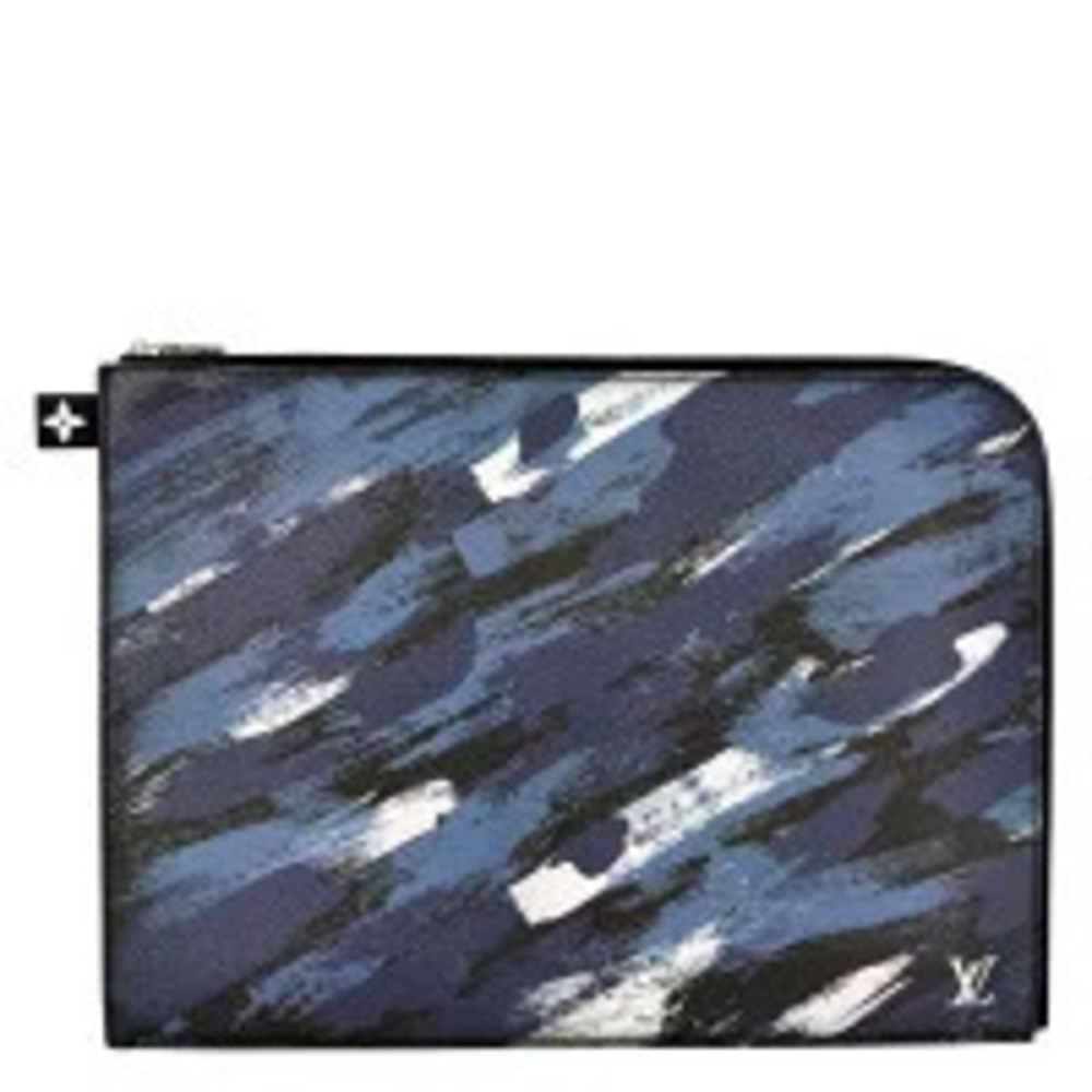 Louis Vuitton Camouflage Pochette Jour Pouch Bag Canvas Shoulder Navy Blue Black